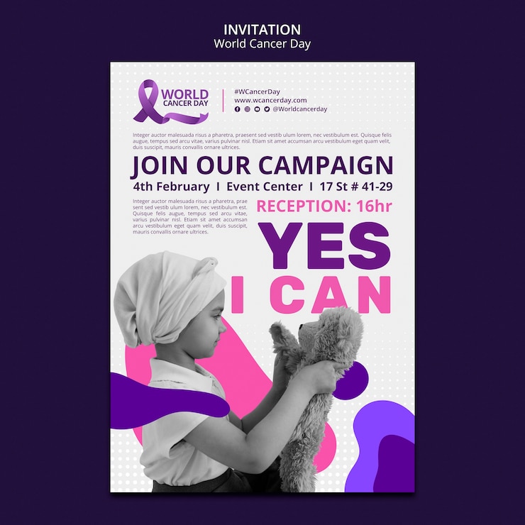 PSD gratuit modèle d'invitation à la journée mondiale contre le cancer