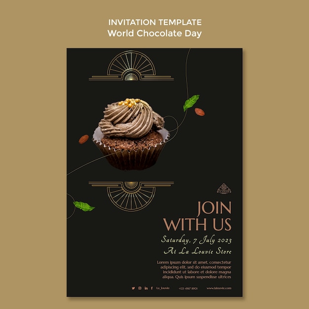 PSD gratuit modèle d'invitation à la journée mondiale du chocolat