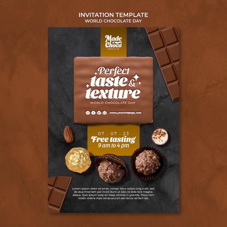 PSD gratuit modèle d'invitation à la journée mondiale du chocolat