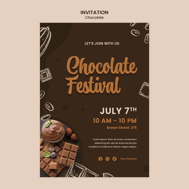 PSD gratuit modèle d'invitation à la journée mondiale du chocolat