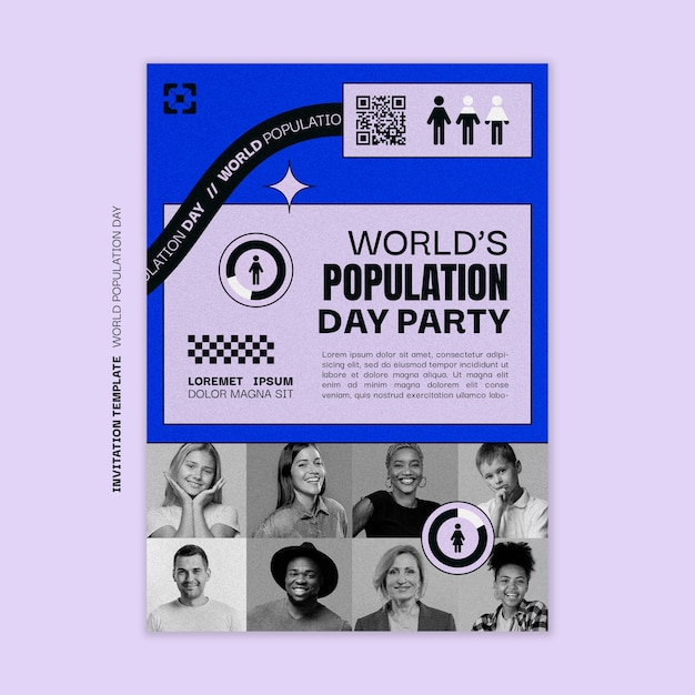 PSD gratuit modèle d'invitation à la journée mondiale de la population