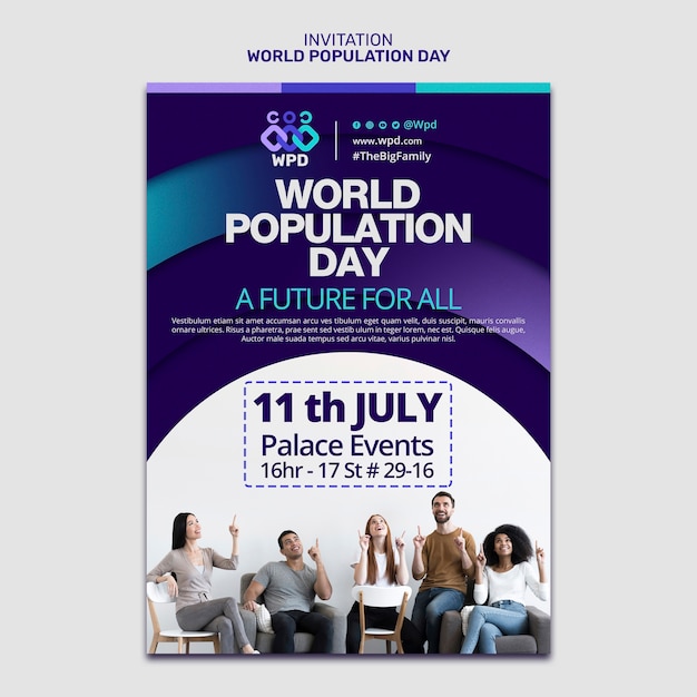 PSD gratuit modèle d'invitation à la journée mondiale de la population