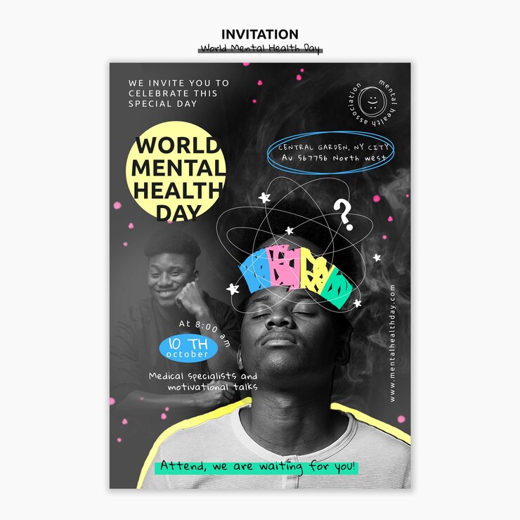 PSD gratuit modèle d'invitation à la journée mondiale de la santé mentale
