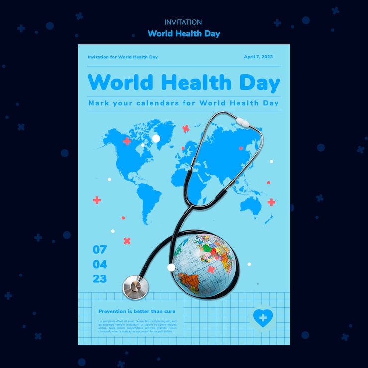 PSD gratuit modèle d'invitation à la journée mondiale de la santé