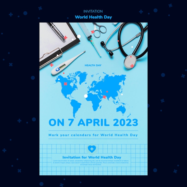 PSD gratuit modèle d'invitation à la journée mondiale de la santé