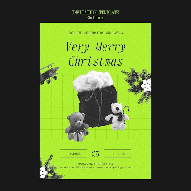 PSD gratuit modèle d'invitation joyeux noël