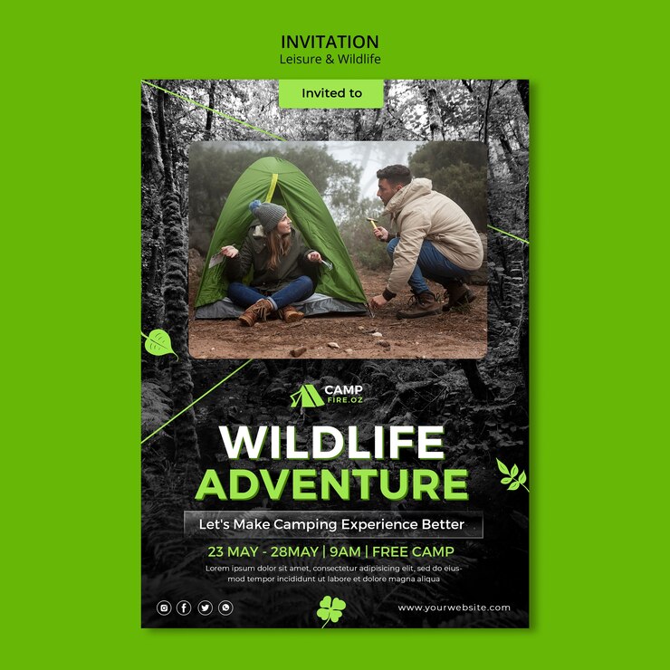 PSD gratuit modèle d'invitation de loisirs et de la faune