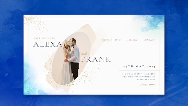 PSD gratuit modèle d'invitation de mariage d'aquarelle