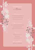 PSD gratuit modèle d'invitation de mariage rose avec cadre de fleurs