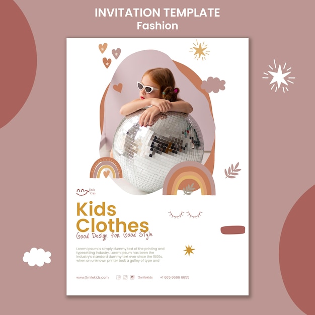 PSD gratuit modèle d'invitation de mode design plat