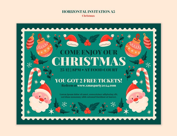 PSD gratuit le modèle d'invitation de noël
