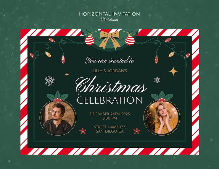 PSD gratuit le modèle d'invitation de noël