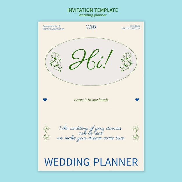 PSD gratuit modèle d'invitation de planificateur de mariage dessiné à la main