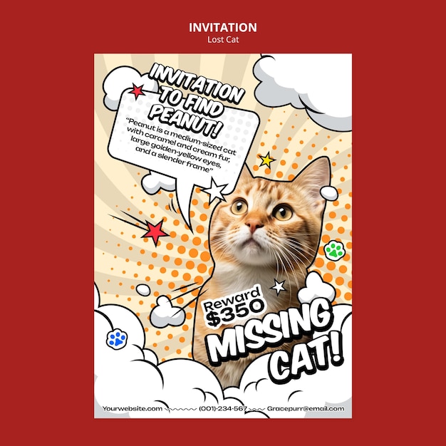 Modèle d'invitation pour animaux de compagnie perdus