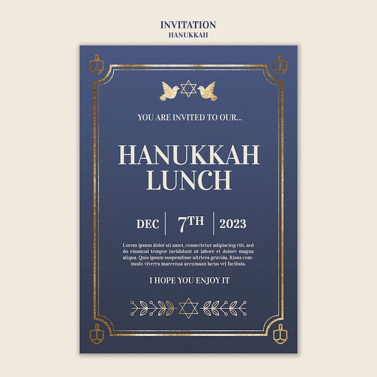 PSD gratuit modèle d'invitation pour la célébration juive de hanoukka