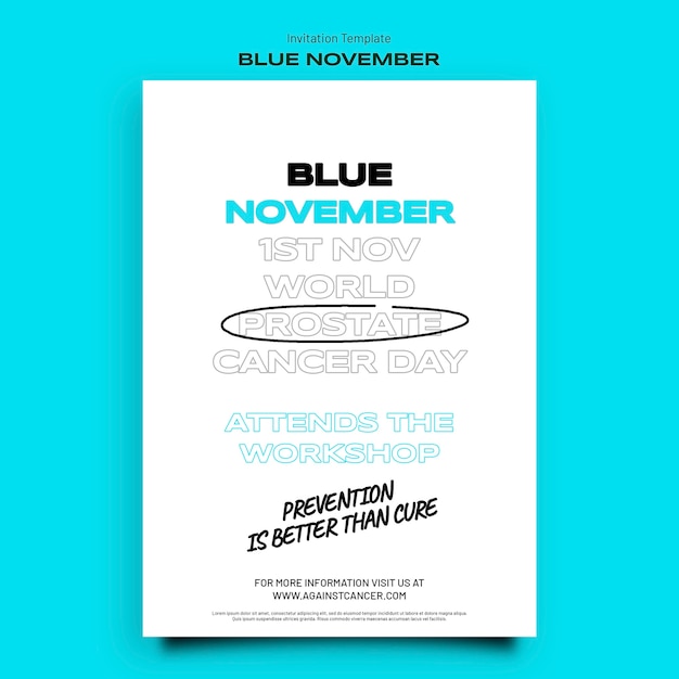 PSD gratuit modèle d'invitation pour la célébration de novembre bleu