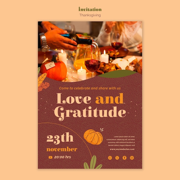 PSD gratuit modèle d'invitation pour la célébration de thanksgiving