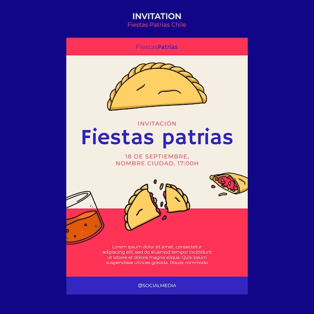 PSD gratuit modèle d'invitation pour les célébrations fiestas patrias chili