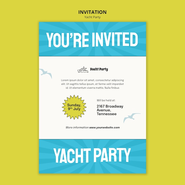 PSD gratuit modèle d'invitation pour une fête de yacht de luxe