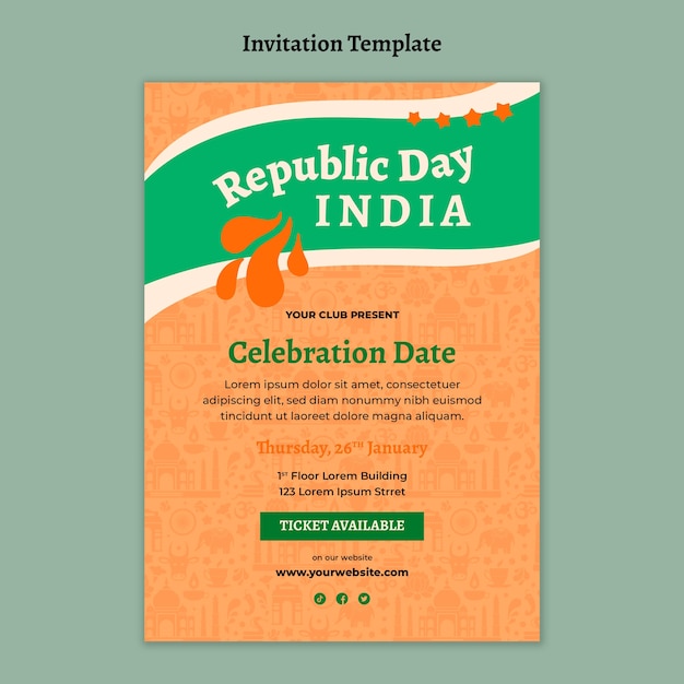 PSD gratuit modèle d'invitation pour le jour de la république de l'inde