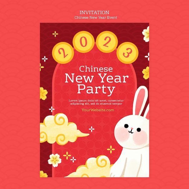 PSD gratuit modèle d'invitation pour le nouvel an chinois