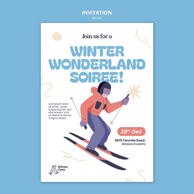 PSD gratuit modèle d'invitation pour la saison d'hiver