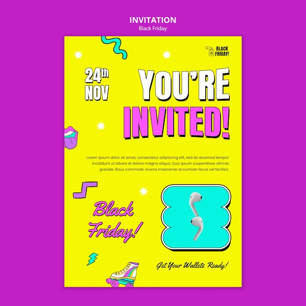 PSD gratuit modèle d'invitation pour le vendredi noir