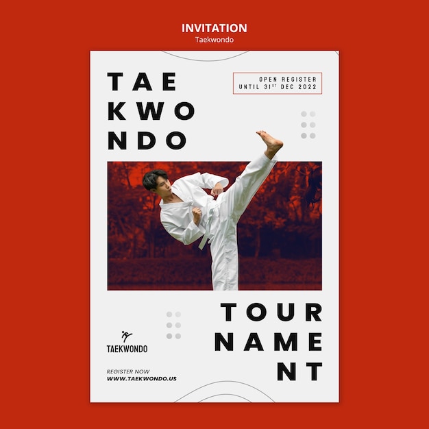 PSD gratuit modèle d'invitation à la pratique du taekwondo