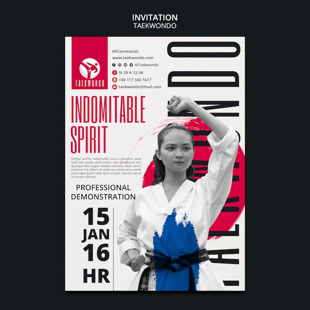 PSD gratuit modèle d'invitation à la pratique du taekwondo