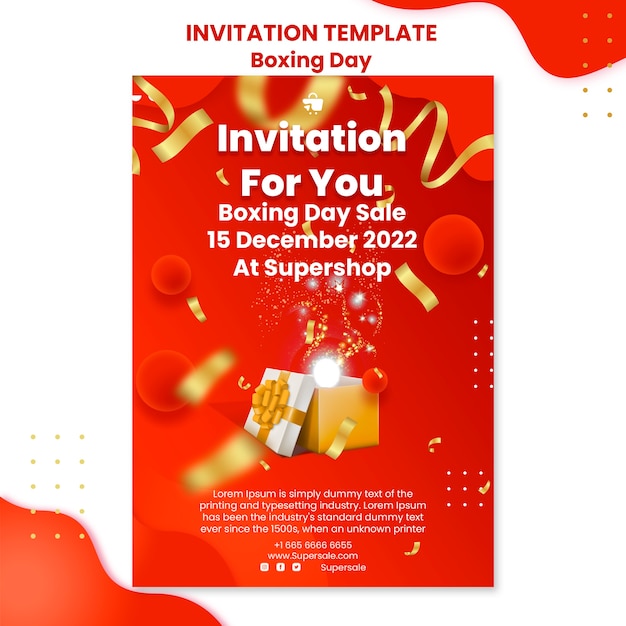 Modèle D'invitation Réaliste Pour Le Jour De La Boxe