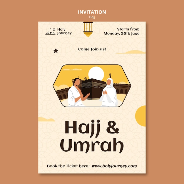 Modèle D'invitation De Saison Du Hajj Design Plat