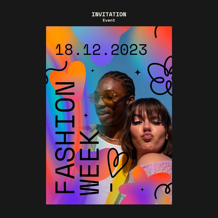 PSD gratuit modèle d'invitation à la semaine de la mode dégradée