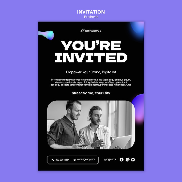 PSD gratuit modèle d'invitation à la stratégie commerciale