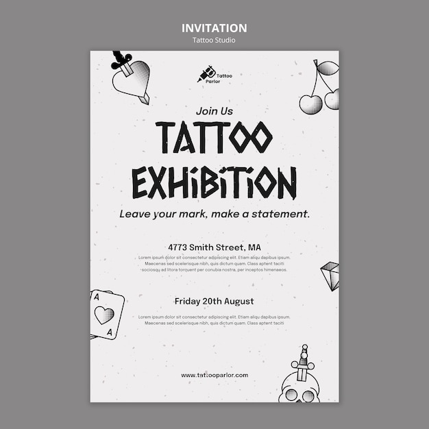 Modèle d'invitation de studio de tatouage