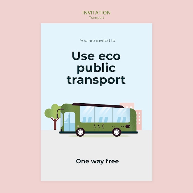 PSD gratuit modèle d'invitation de transport vert et écologique