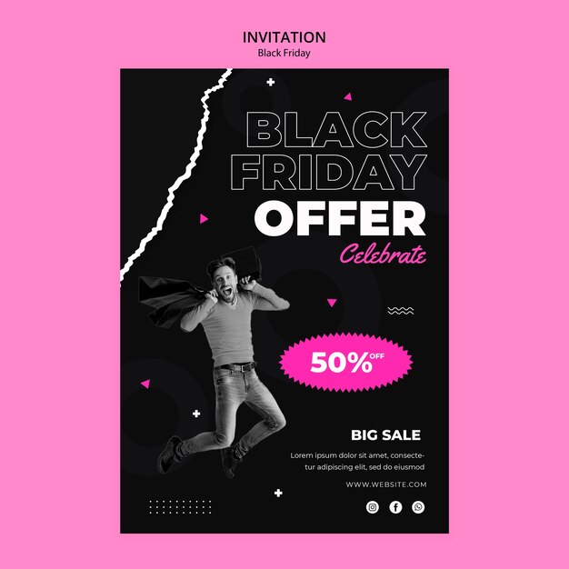 Modèle d'invitation de vente du vendredi noir