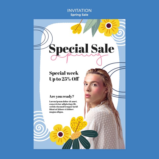 Modèle d'invitation de vente de printemps floral
