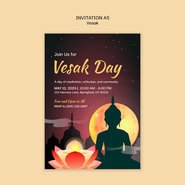 Le modèle d'invitation de Vesak