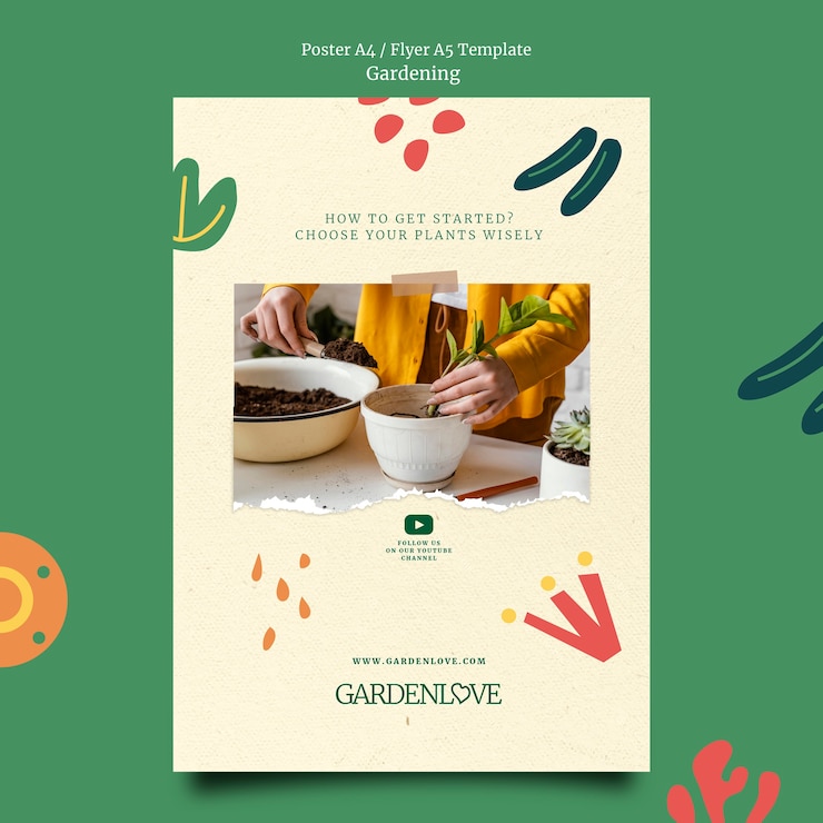 PSD gratuit modèle de jardinage design plat