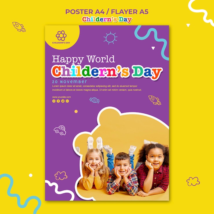 PSD gratuit modèle de jour pour enfants flyer