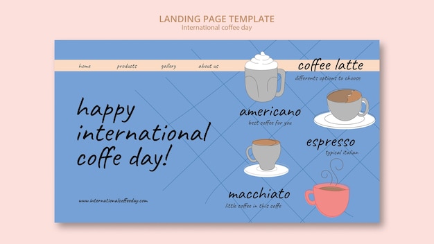 PSD gratuit modèle de journée internationale du café design plat