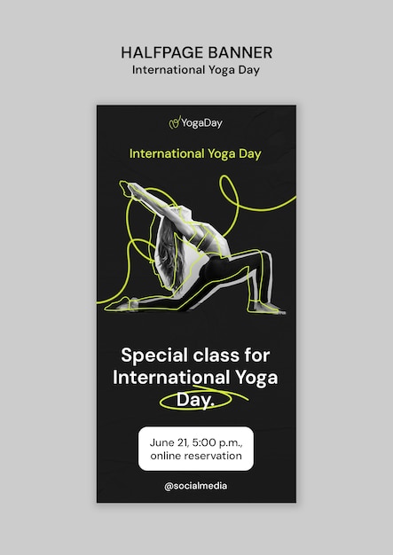 PSD gratuit modèle de journée internationale du yoga à la conception plate