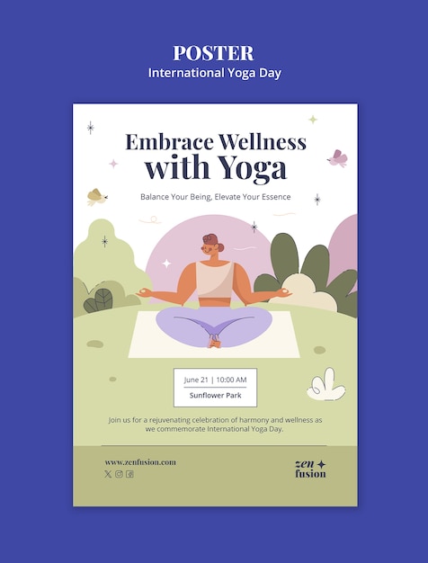 Modèle De Journée Internationale Du Yoga à La Conception Plate