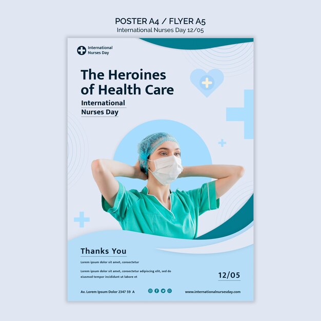 Modèle de journée internationale des infirmières design plat