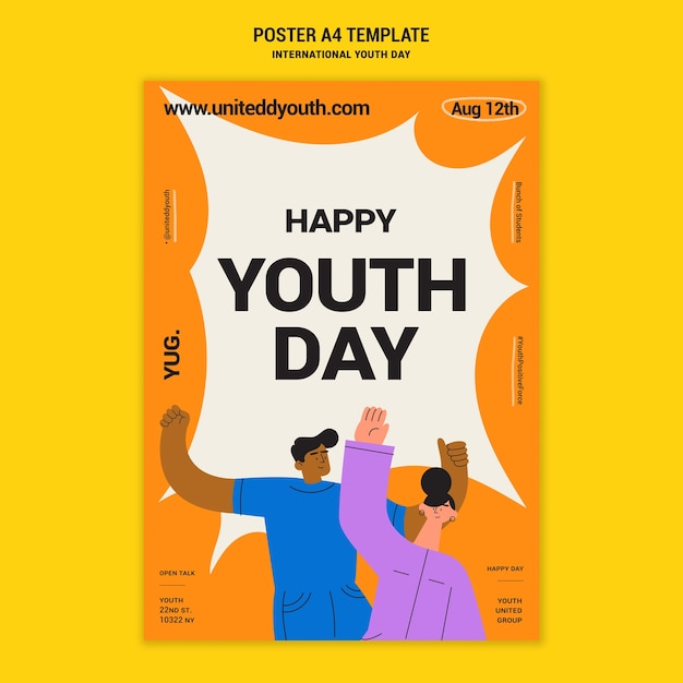 PSD gratuit modèle de journée internationale de la jeunesse design plat