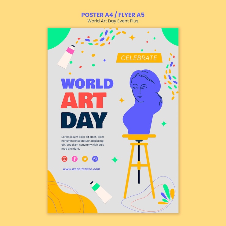 PSD gratuit modèle de journée mondiale de l'art design plat