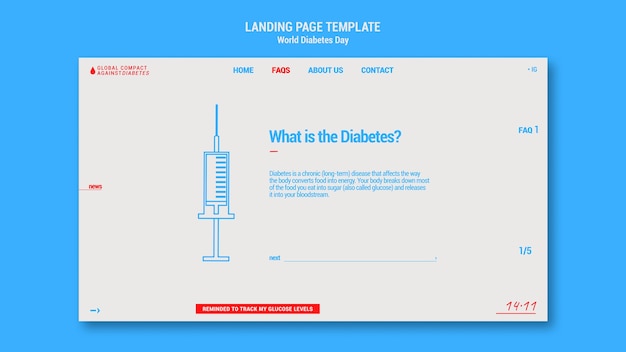 PSD gratuit modèle de journée mondiale du diabète design plat