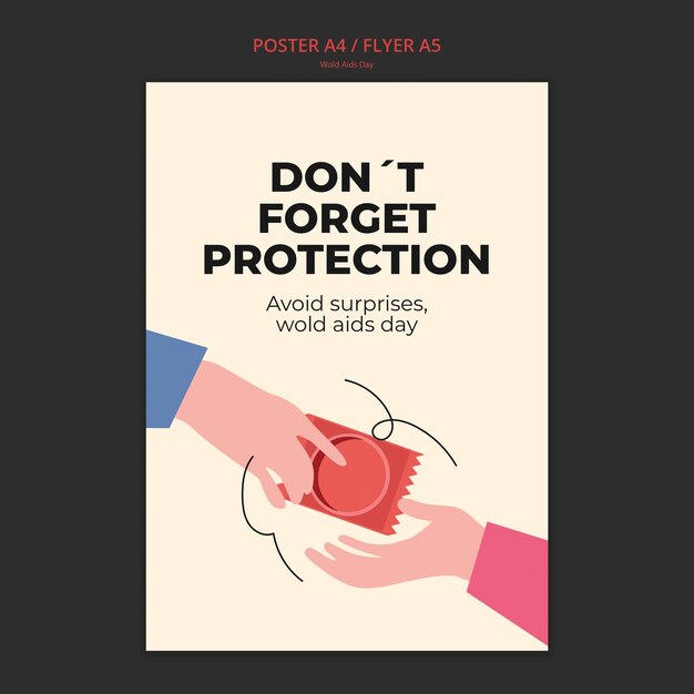 Modèle de journée mondiale du sida design plat