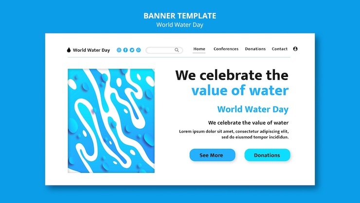PSD gratuit modèle de journée mondiale de l'eau design plat
