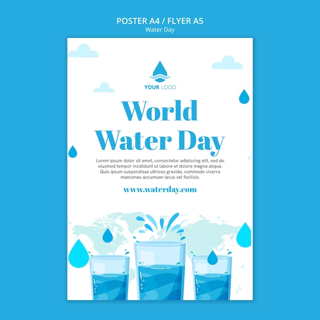 Modèle de journée mondiale de l'eau design plat
